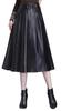 Syvent Длинная кожаная ПУ с и расклешенная юбка-годе Женская осенне-зимняя юбка, А-силуэт, Кожаная, Пояс, Пуговицы, Кожаная,