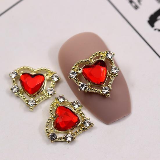 10 шт. Маникюрный декор, сверкающий, потрясающий визуальный эффект, трехмерное сердце для ногтей своими руками, красочные искусственные алмазные украшения для ногтей, принадлежности для ногтей