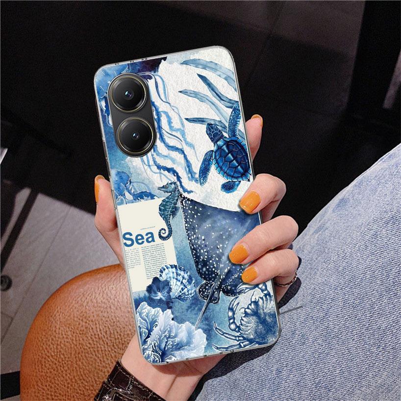 Чехол для телефона Ocean Starfish Sea Turtle Shark для Xiaomi Poco X5 X6 X7 Pro X4 Gt F7 Ultra M8 M7 Redmi 15C 15 13C 13 12C 12 Уникальный C