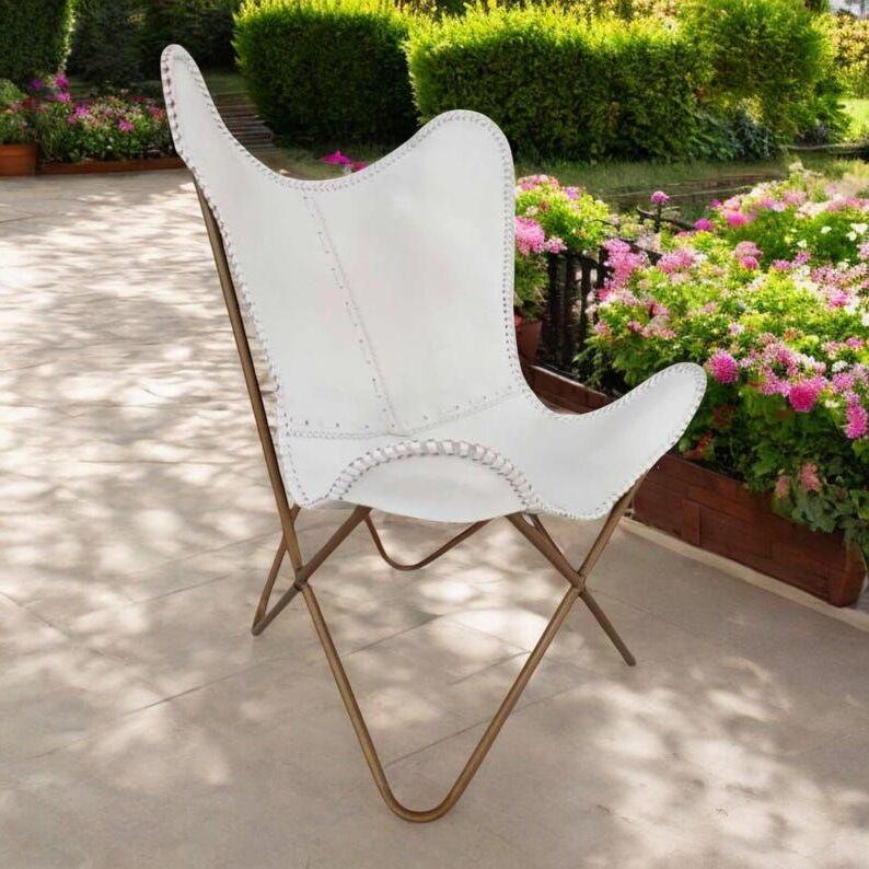 Роскошное кожаное кресло Butterfly | Кожаное кресло для отдыха в деревенском стиле | Идеально подходит для современных или богемных пространств