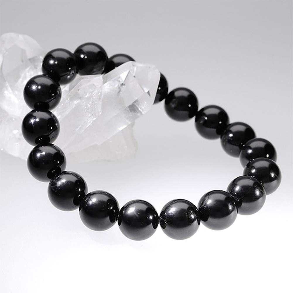 12 мм бусина черный турмалин браслет длина L LL камень рождения октябрь натуральный камень браслет молитвенные четки простые [Shinjuku Ginnokura] прибл.. 19.5см