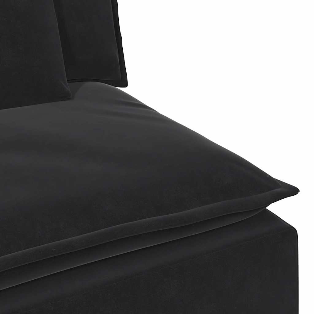 Modular Sofa End Module with Armrest and Cushions Black 100 cm