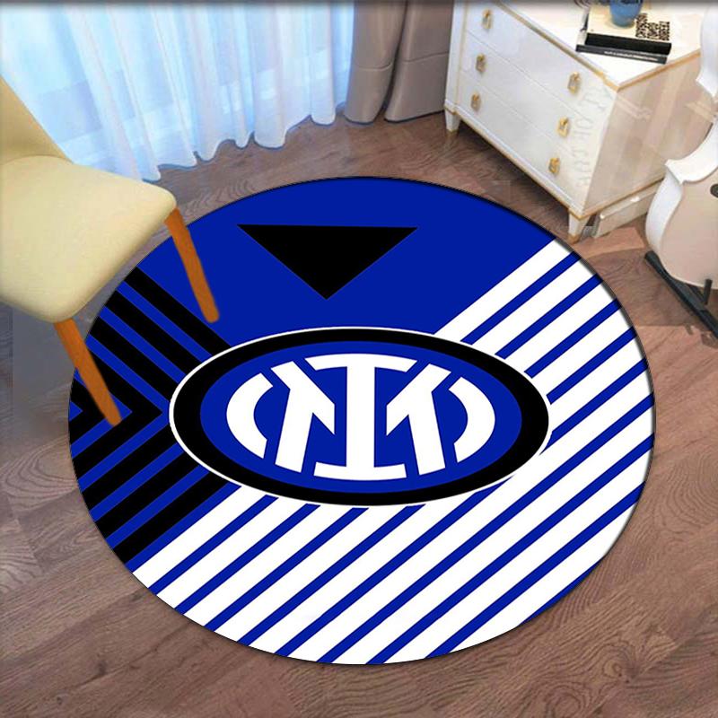 Inter Milan Printed Round Rug Carpet Chair Rug Area Rug Entryway Doormats,for Office Chair Living Room Bedroom Kitchen Room.