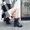 Женские ботинки Martin в британском стиле 2024 года: Модные короткие сапоги на толстом каблуке и толстой подошве в корейском стиле на осень/зиму.