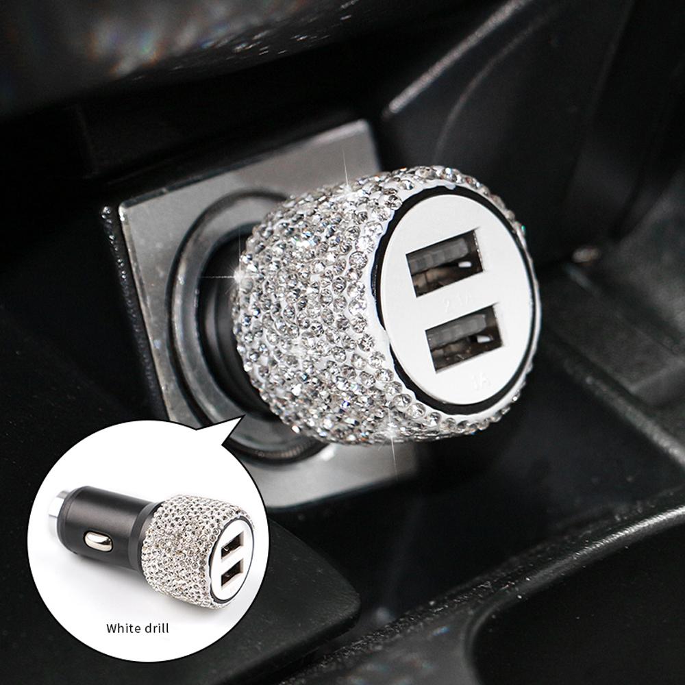 Новый двойной USB порт быстрая зарядка автомобильное зарядное устройство безопасность автомобильный декор розовый автомобиль украшения аксессуары блестки для девочек