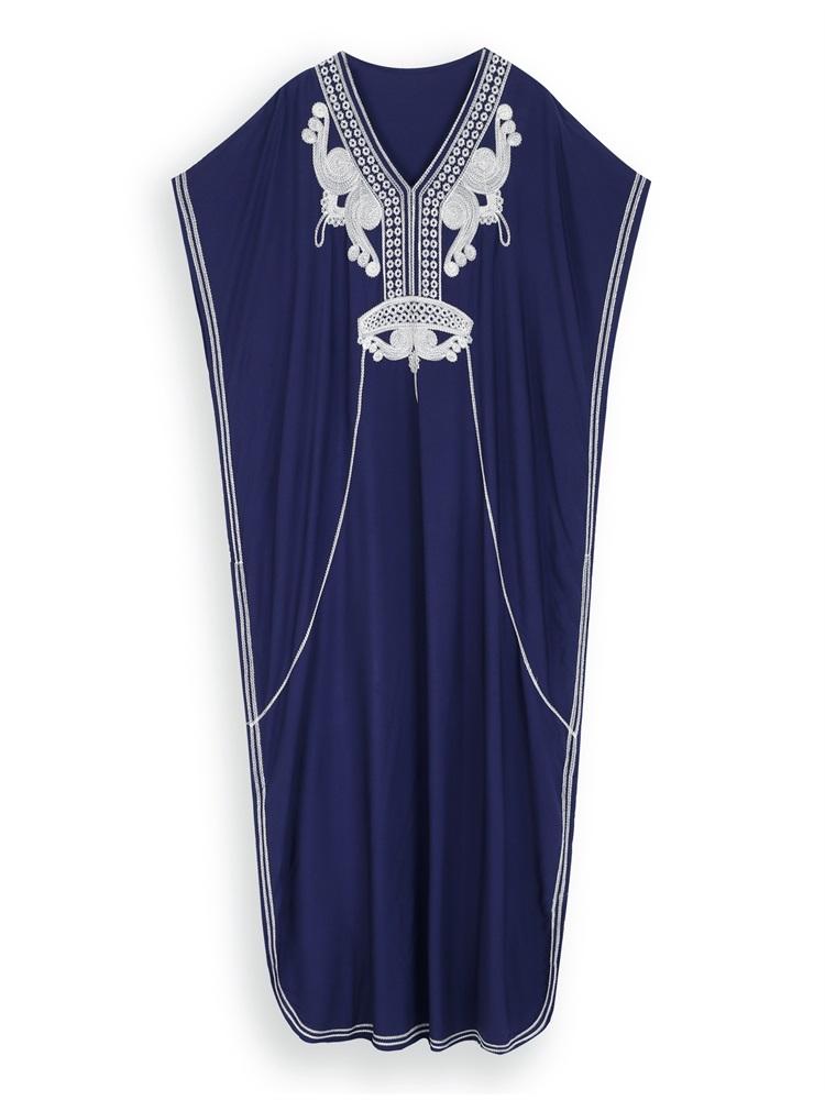 EDOLYNSA Женский кафтан с вышивкой вина, длинное платье, наряд, мягкая одежда в стиле бохо для отдыха, непринужденная пляжная одежда, одежда для отдыха, платье Moo Moo