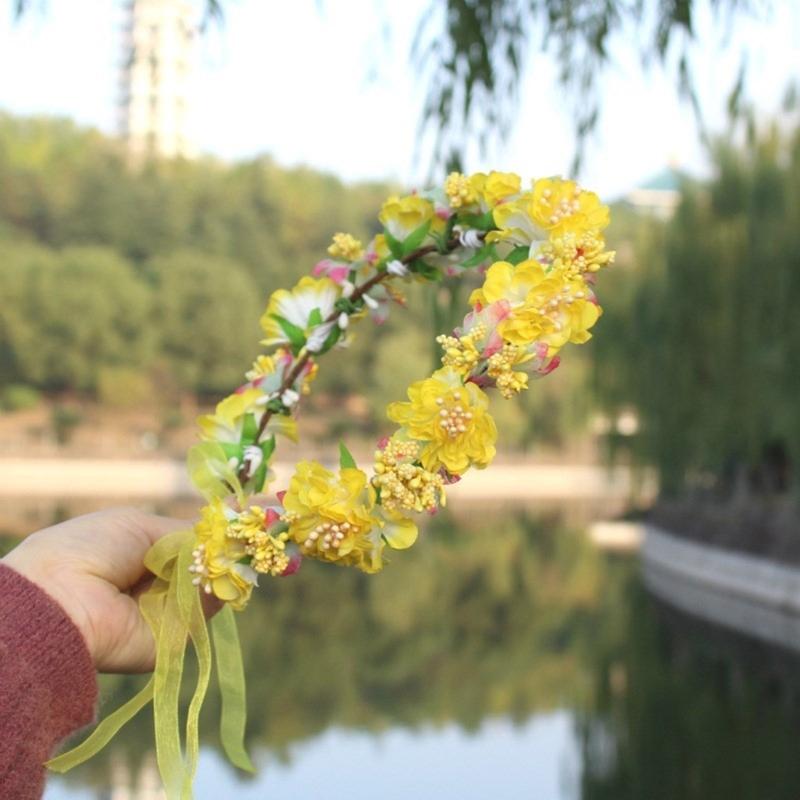 Повязки на голову с цветочным венком, Цветочная корона, Свадебная повязка на голову, Модные аксессуары для волос для праздников, фестивалей и вечеринок