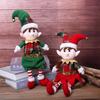 Red and Green Elf Dolls Decorate Male and Female Dwarfs for Christmas and New Year, Indoor and Outdoor Tables and Chairs for Wall Decoration