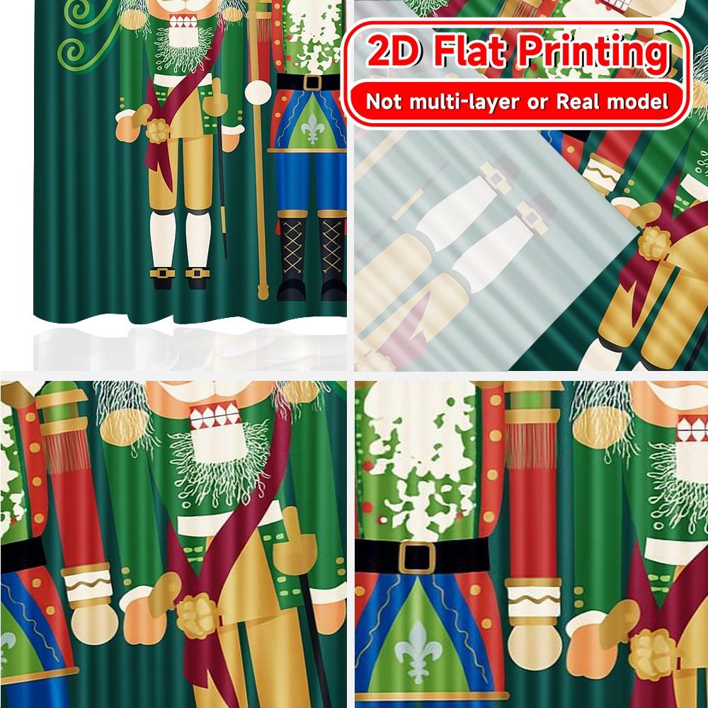 2Pcs, 2D Flat Printing Curtains (Without Rod) Nutcracker Trio Holiday Printed Curtains Versatile Durable Polyester Curtains