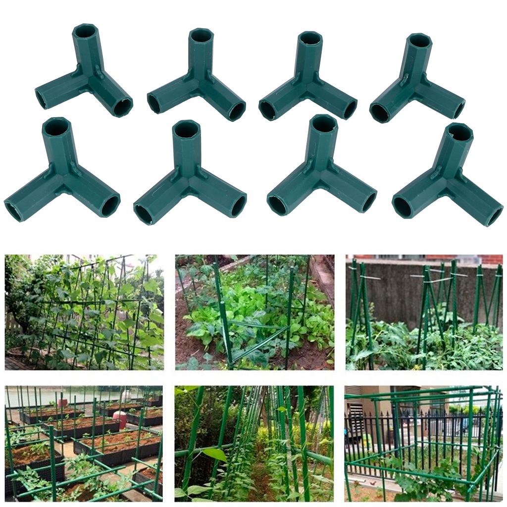8Pcs 3-Way Plant Support Connectors Plastic Garden Climbing Stake Joint Greenhouse Accessory