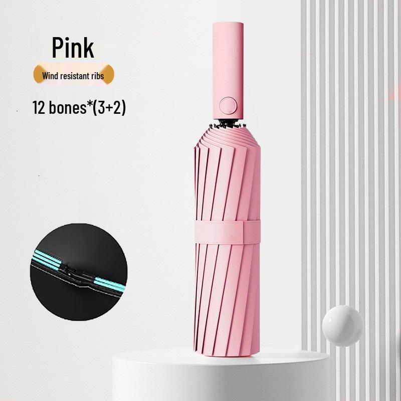 Пользовательский УФ Черный Клей Зонт от Солнца и Дождя – Женский Трехсложный Дизайн с Нанесением Логотипа.