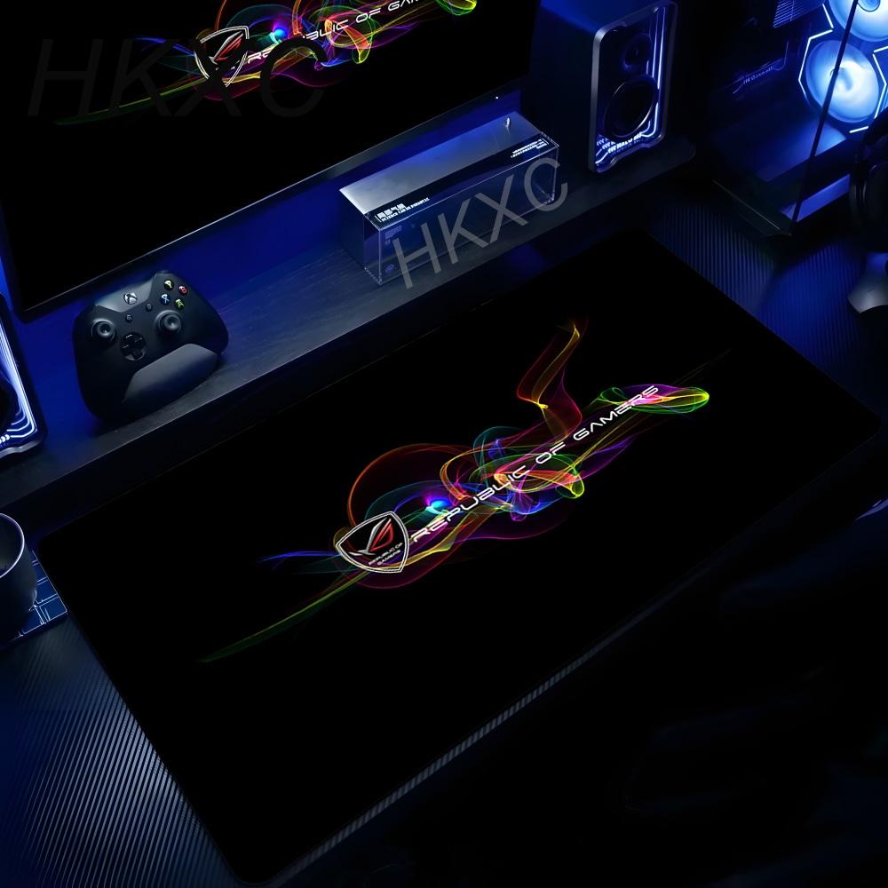 XXL Большой Игровой Геймерский Крутой Черный Asus Rog Коврик для Мыши Клавиатуры Нескользящий Прошитый Край Коврики для Мыши Ноутбука Планшета Коврик Мини-ПК Игровой Коврик
