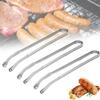 Portable BBQ Sausage Turning Tongs Kitchen Stainless Steel Locking Cooking Non-Slip Food Grill Tongs Long Handle Tongs Flip Tool