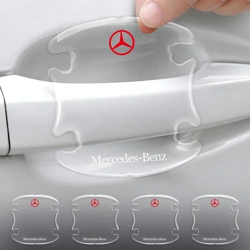 BLZ3 4pcs Transparent Car Door Bowl Handle Protective Film Trim Anti-Scratch Stickers for Mercedes Benz W211 W204 W210 W203 CLA GLA