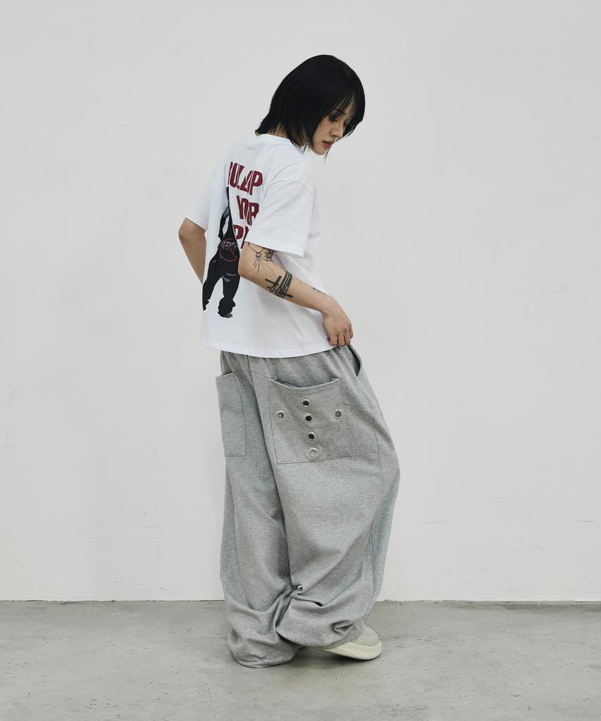 SCALLYWAG Summer Mega Wide Eyelet Training Pants [Grey]