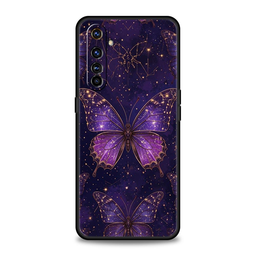 Арт Фиолетовая Бабочка Мягкий ТПУ Для Realme 13 12 11 10 9 Pro Plus GT3 GT2 C21 C25 C35 C53 C55 C67 Pro 5G Чехол для Телефона Обложка Fundas