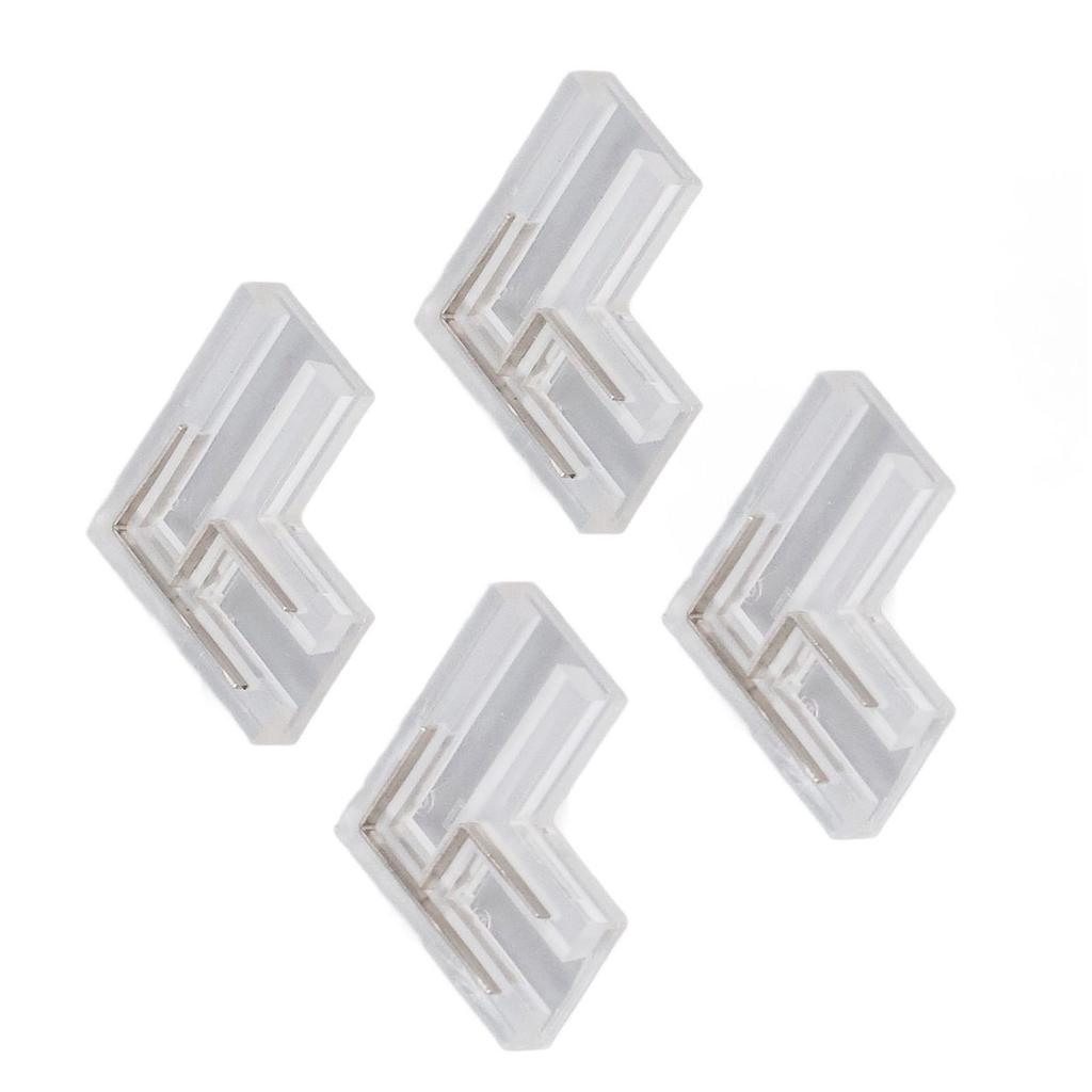 20Pcs FCOB COB Connector Transparent L Corner Shaped 8mm 0.31in 2 Pin V+v‑ Single Color LED Strip Connector
