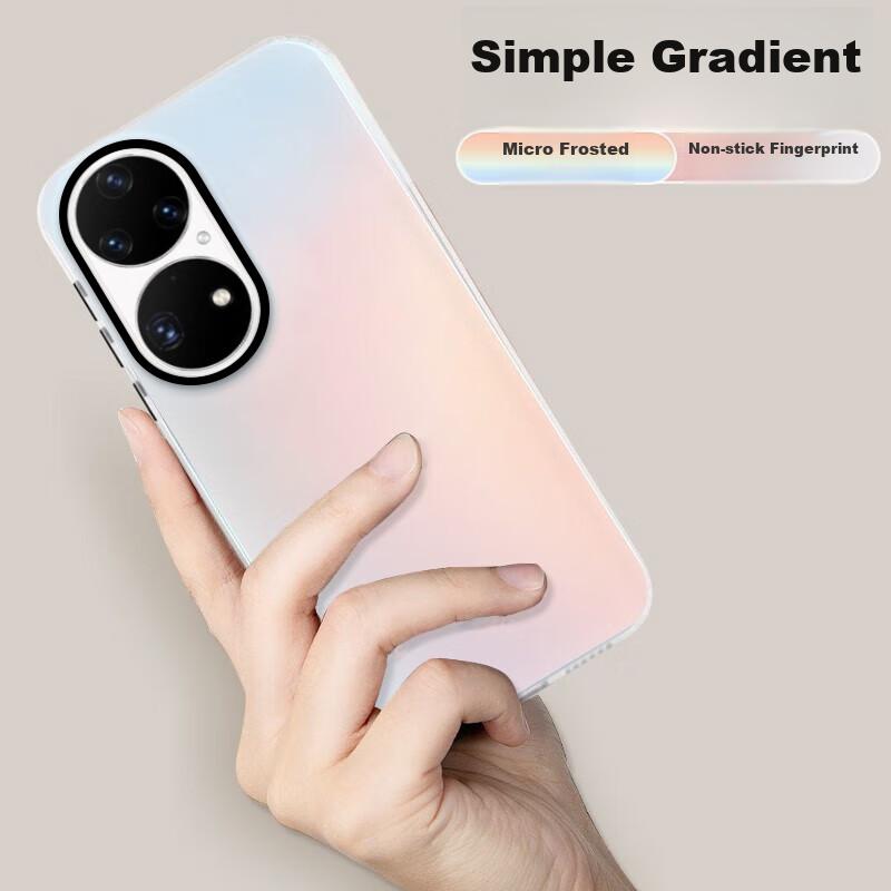 Phone Case for Huawei P50 Pro, HUAWEI P50 Pro Protective Cover, Silicone Soft Edge Simple Anti-Drop Laser Gradient Premium Frosted Hard, Gray