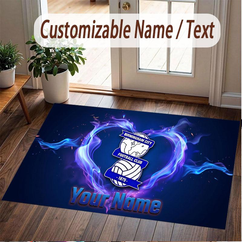 Custom Rug BIRMINGHAM CITY Pattern Print Name Text Soft Non‑Slip Floor Carpet for Home Indoor Decoration