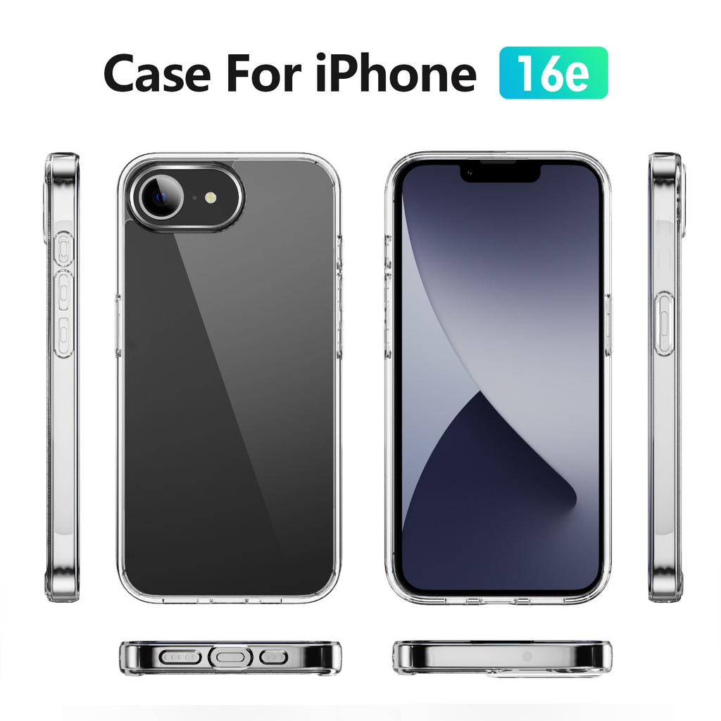 Прозрачный чехол для iPhone 16e 16 E 15 Pro Max 14 Plus 13 Mini 12 11 X XS XR SE 7 8 6S Прозрачная крышка для телефона Аксессуары