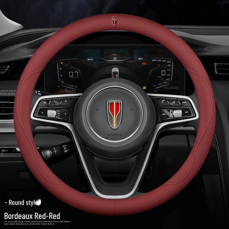 Genuine Leather Steering Wheel Cover for Hongqi H5, HS5, H6, HS3, H9, HS7, HS6, HQ9, EQM5, and O5