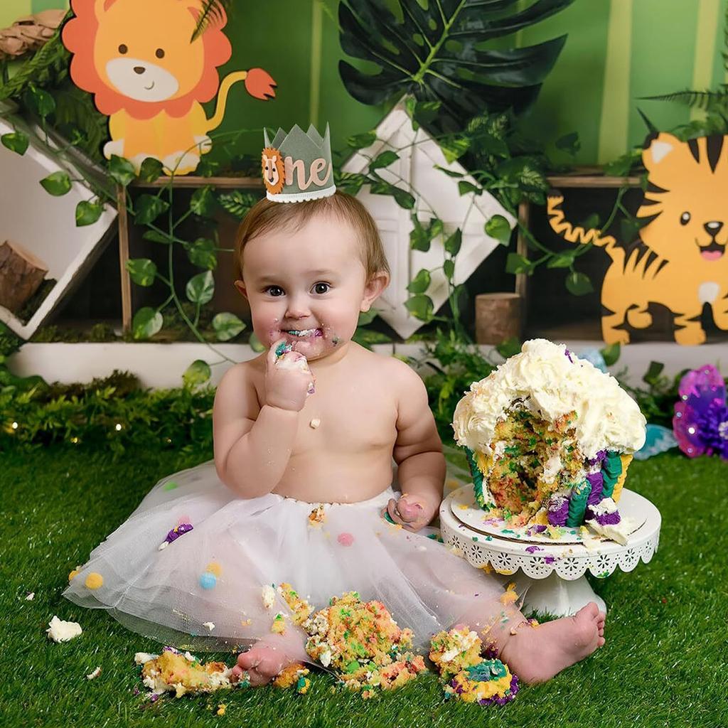 Детское украшение в виде львиной короны на день рождения 1 года, принадлежности для украшения вечеринки в форме короны на день рождения