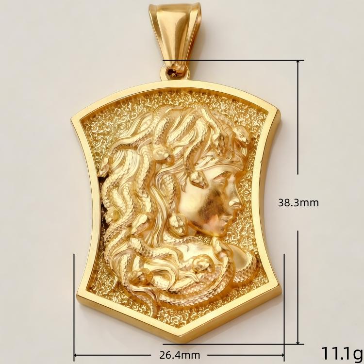 18K Gold Stainless Steel DIY Unisex Necklace Jewelry Amulet Medallion Portrait Coin Peach Heart Angel Jesus Charm Pendant Gift
