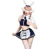 Bunny Girl Maid Clothes Apron School Swimsuit Blue Open Chest Sexy Cosplay Reverse Bunny Open Back Extremely Sexy Erotic Baby Doll Cute Headband