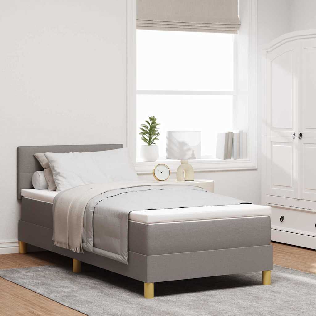 Box Spring Bed with Pillow and Headboard Taupe 90 x 200 cm Fabric