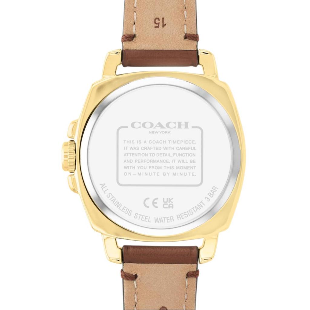 Coach Quartz Watch With Calfskin Strap 34Mm Gold Dial 30M Water Resistant Women watches 14504455