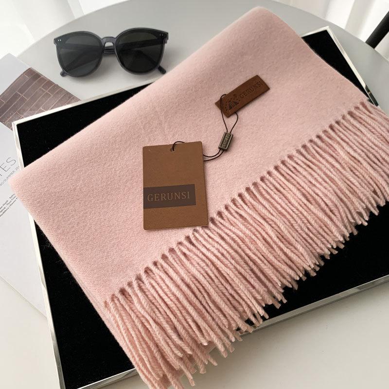 Cashmere Hand Feel Autumn And Winter Solid Color Scarf Women'S Thick Tassel Simple And Versatile Soft And Warm Imitation Cashmere Shawl