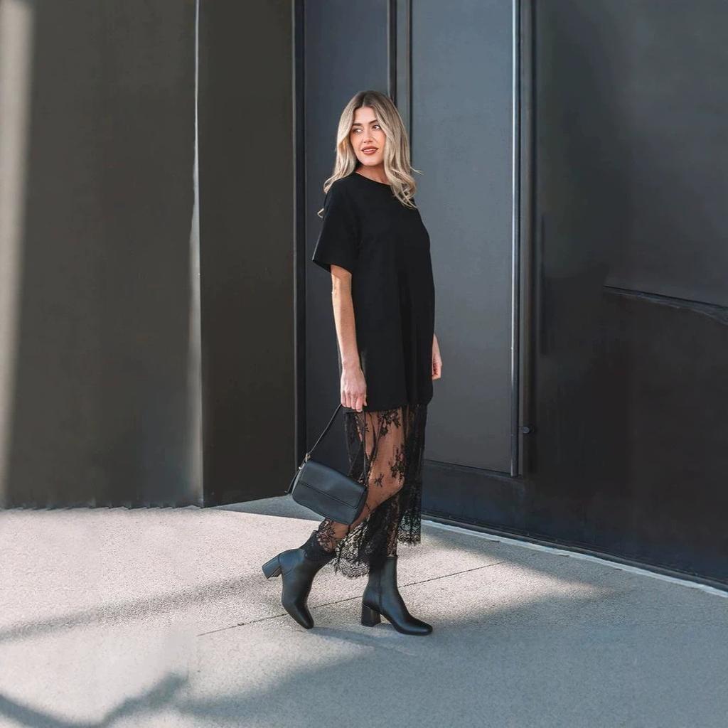 Летнее новое мм большого размера тонкое модное повседневное однотонное европейское и американское индивидуальный дизайн кружевное платье
