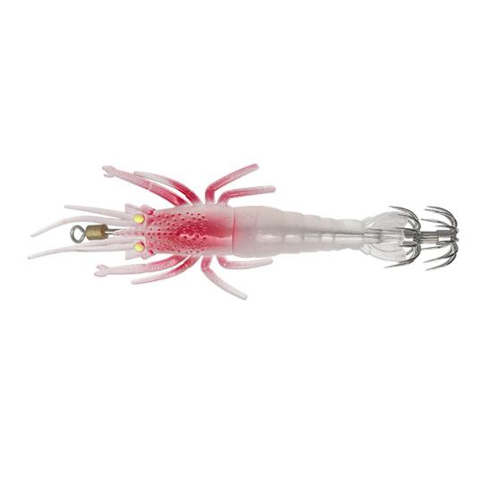 Мягкая рыболовная приманка в форме креветки, реалистичный вид, естественная плавательная поза, светящийся эффект, искусственная приманка с острым крючком