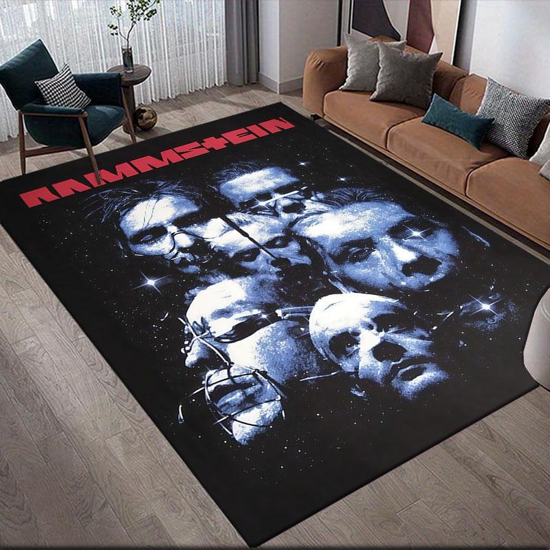 Ковер с принтом фланели Rammstein, Декорация для дивана в гостиной и спальне, Нескользящий игровой фланелевый коврик для игровой комнаты