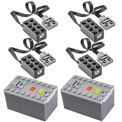 Набор из 6 технических деталей Power Functions с отсеком для батареек AAA, миниатюрными моторами, совместимый с основными брендами конструкторов и игрушечных машинок