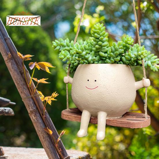 Качающийся горшок с милым дизайном лица, универсальный подвесной горшок