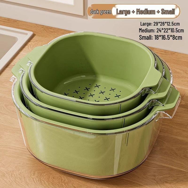 Double-Layer Kitchen Drain Basket for Fruits & Vegetables - Food-Grade Storage & Strainer