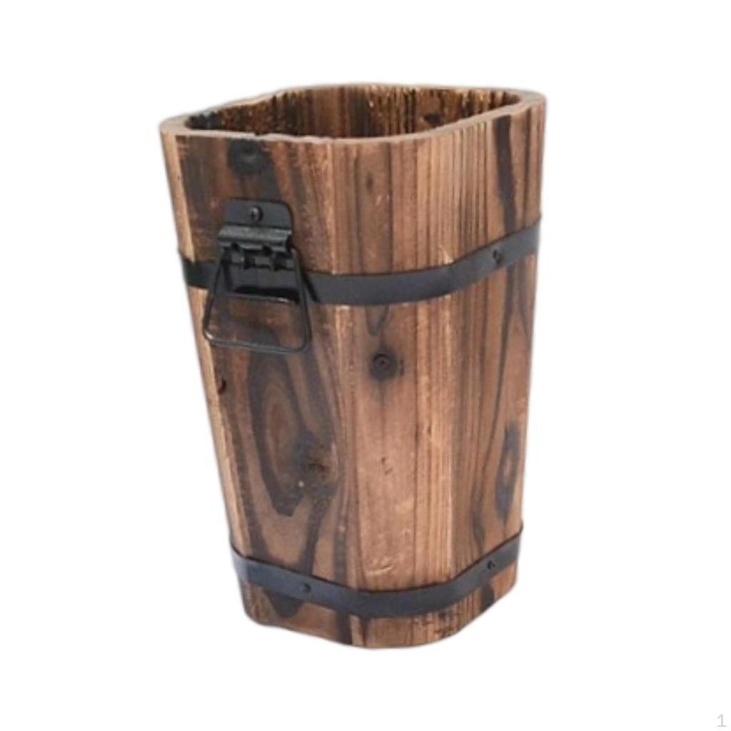 Wooden Barrel Planter Flower Pot Birthday Gift Plant Container Rustic for Indoor and Outdoor Patio