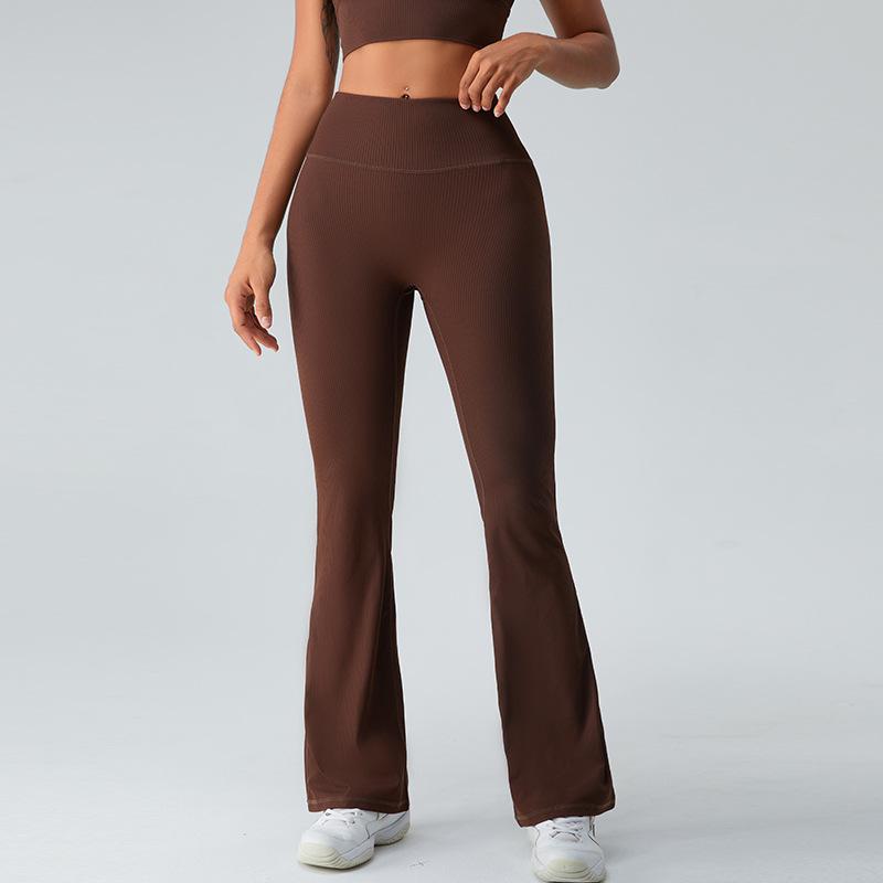 Non-refundable and non-threaded high-waisted hip-lifting yoga flared pants women's micro-wide-leg pants tight sports fitness yoga pants