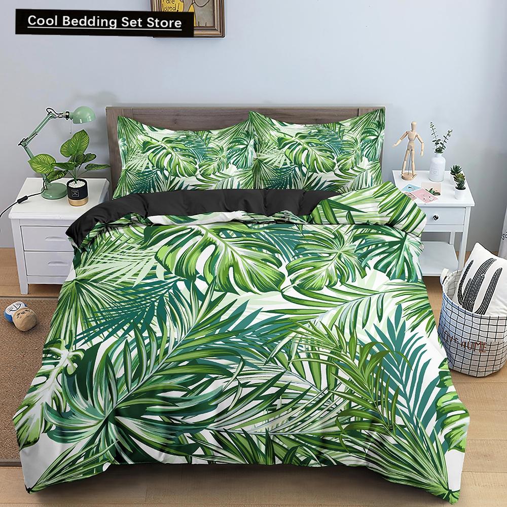 Комплект постельного белья «Природа» с изображением тропических зеленых листьев, джунглей и растений, пододеяльник с 3D-ботаническим рисунком из полиэстера