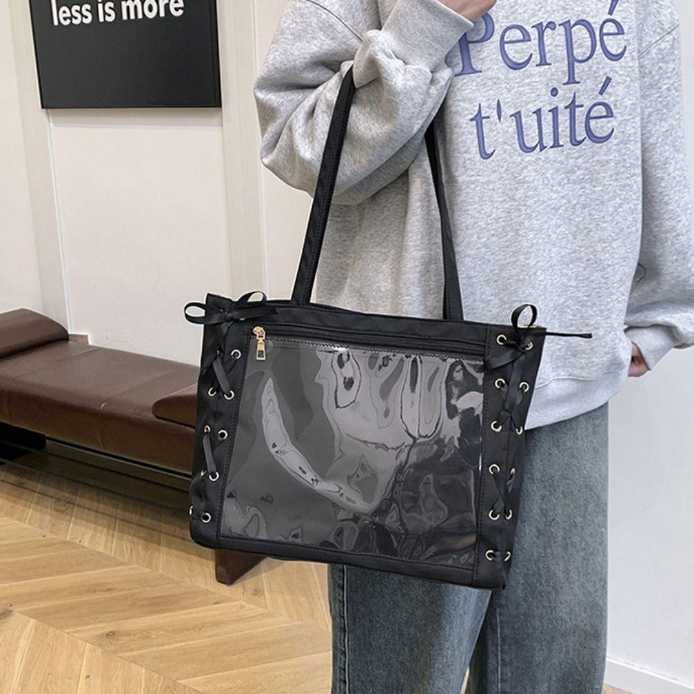 Single Badge Itabag Transparent Pocket Lace-up Shoulder Bag Creative Simple Itabag Fans Supplies