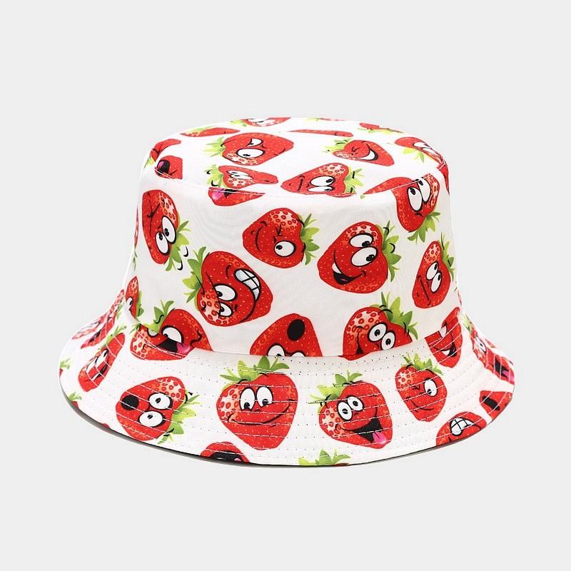 Fruit Pattern Fisherman Hat With Wide Brim For Summer Sun Protection And Casual Wear