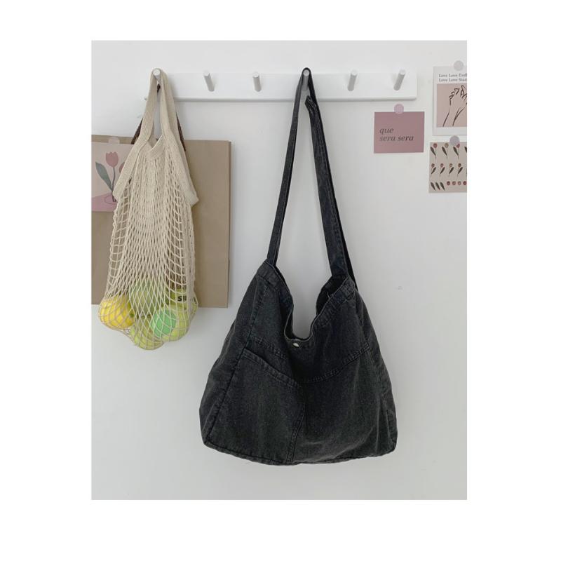 Джинсовая сумка из стираной джинсовой сумки, большая вместительная сумка-мессенджер, студенческая сумка, женская парусиновая сумка, простая сумка через плечо