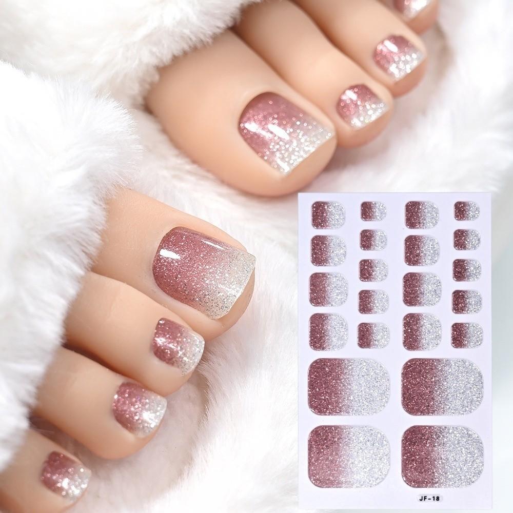 22tips/Sheet Solid Color Shimmer Finish Full Cover Nail Wraps Home DIY Nail Makeover