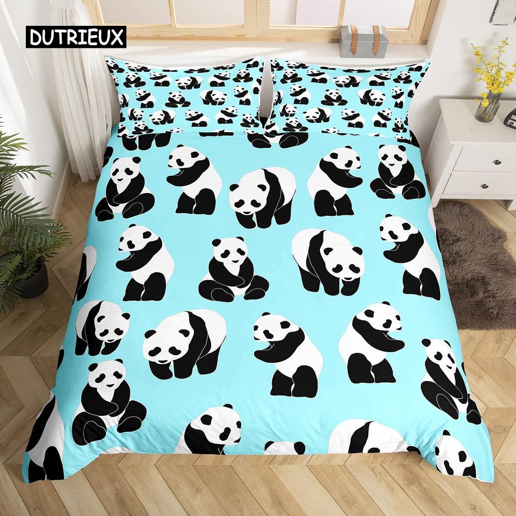 Полный комплект постельного белья Panda King для детей, романтический комплект постельного белья, пододеяльник с изображением животных из мультфильмов, велосипеда, воздушного шара, стрекозы, полиэстерового одеяла