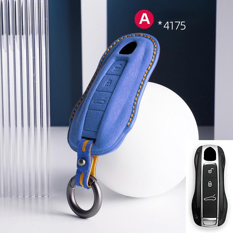 AABKU1 For Porsche Panamera Cayenne 971 911 9YA Macan Boxster Spyder Carrera Cayman 970 981 991 3 Buttons Suede Car Key Case Keychain