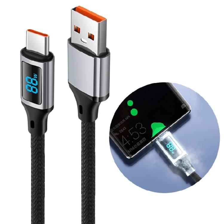 60W USB To Type C Charging Cable Data Transfer 480Mbps Power Delivery Builting In LED Screen for Phone Tablet Laptop