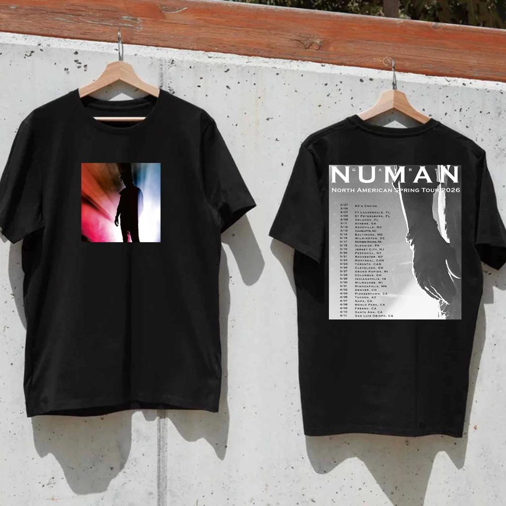 Черная унисекс футболка Gary Numan Singer 2026 Tour, 2 стороны, размеры S-5XL