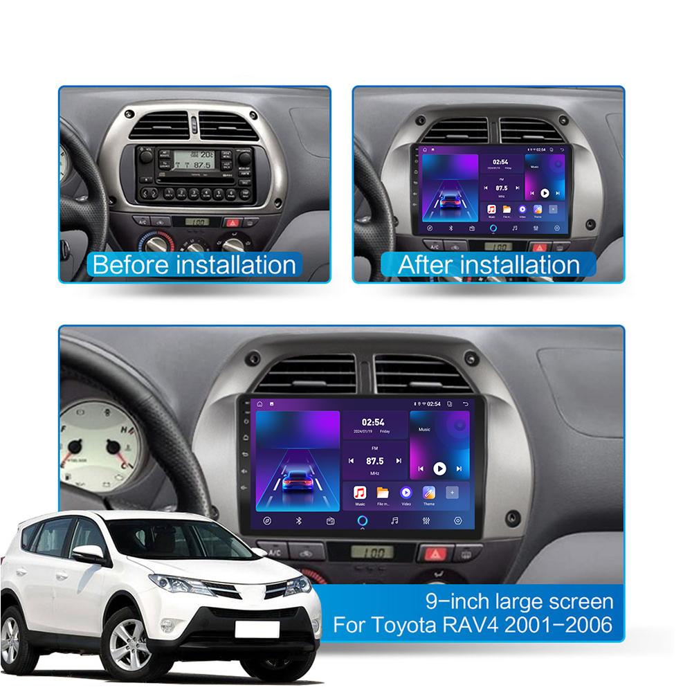 Автомобильная магнитола Android Car-Play для Toyota RAV4 2000-2003 Мультимедийный плеер Головное устройство Стерео Навигация GPS BT WIFI, 2+64ГБ