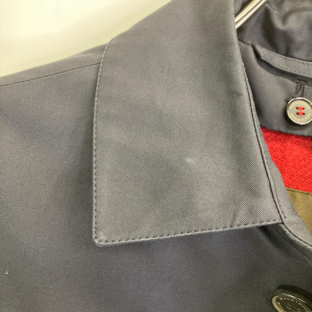 MACKINTOSH № YG Пальто тренч темно-синего цвета с подкладкой из твида Харрис 36 Темно-синий Б/у